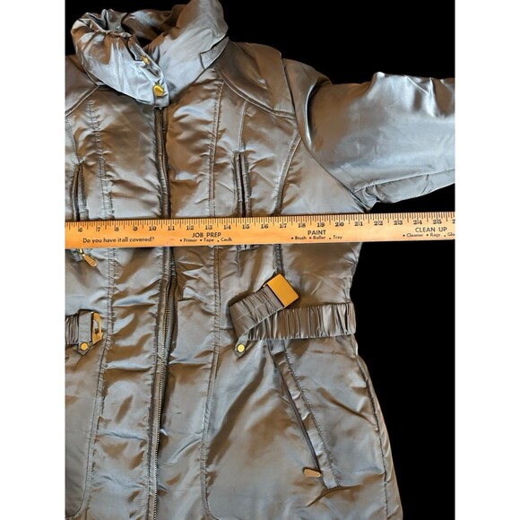 1 Madison Taupe Gray  W Gold down jacket coat with belt Woman’s  XL - Picture 10 of 16